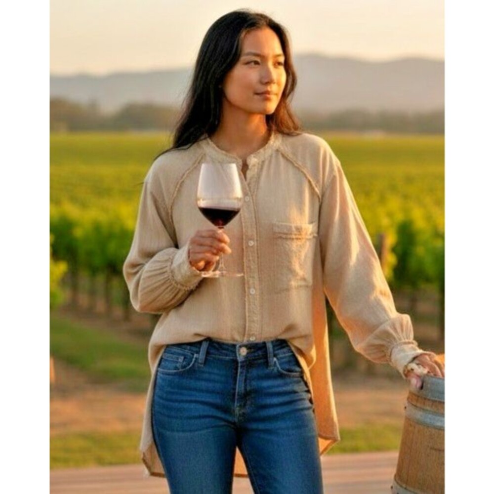 Easel womens NWOT oversized button blouse Mediium boho summer festival travel